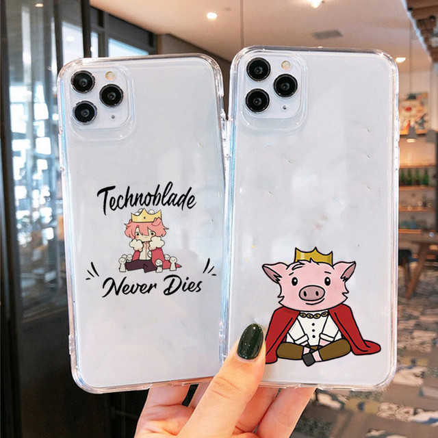 Technoblade Never Dies Blood God Pattern Clear Phone Case for